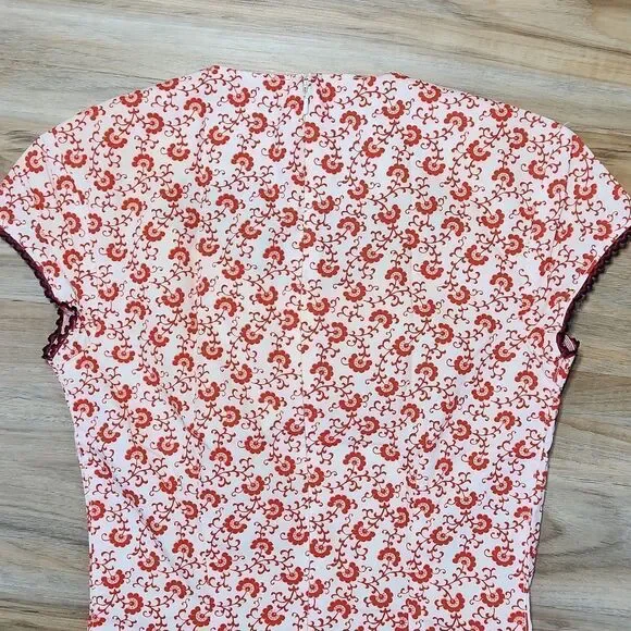 🔹️Tommy Girl Cream & Red Floral Print Cap Sleeve Dress XSmall - Picture 4 of 14